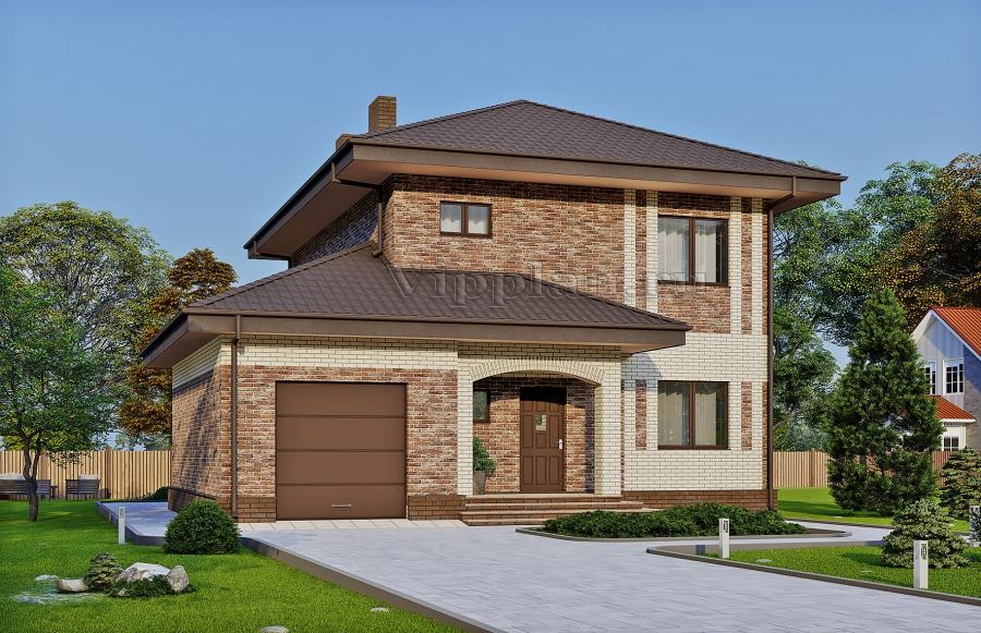 Двухэтажный дом с гаражом и лоджией