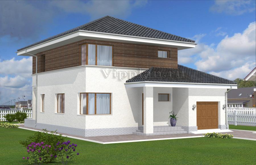 Проект двухэтажного дома с угловыми окнами